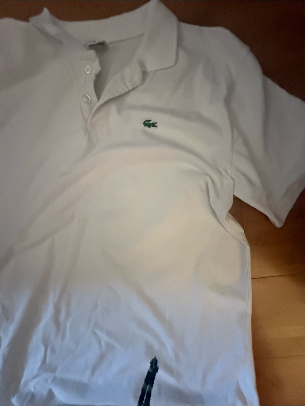 Lacoste White Polo with Green Crocodile Logo